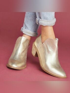 Kelsi Dagger Kenmare Gold Metallic Ankle Boots 9.5